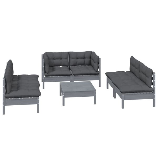 vidaXL 7 Piece Garden Lounge Set with Cushions Solid Pinewood