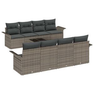 vidaXL Garden Sofa Set 9 pcs Grey Poly rattan