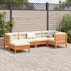 vidaXL 6 Piece Garden Sofa Set with Cushions Wax Brown Solid Wood Pine