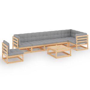 vidaXL 8 Piece Garden Lounge Set with Cushions Solid Pinewood