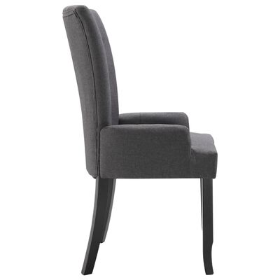 vidaXL Dining Chair with Armrests Dark Grey Fabric