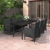 vidaXL 7 Piece Garden Dining Set with Cushions Poly Rattan and Glass