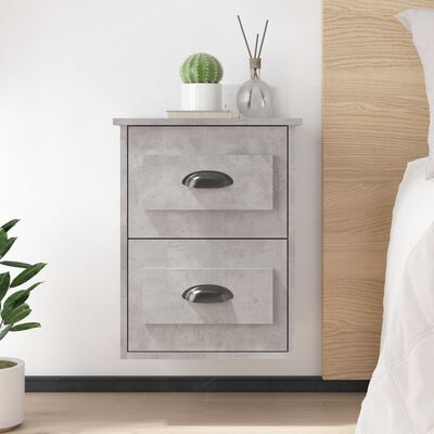 vidaXL Wall-mounted Bedside Cabinet Concrete Grey 41.5x36x53cm