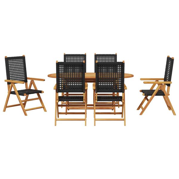 vidaXL Garden Dining Set Folding 7 pcs Black Solid Acacia Wood