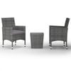vidaXL 3 Piece Bistro Set Poly Rattan and Tempered Glass Grey