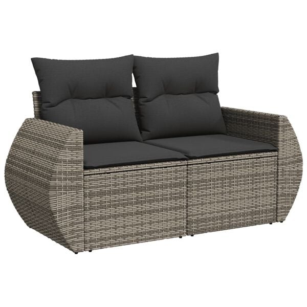 vidaXL 10 Piece Garden Sofa Set with Cushions Grey Poly Rattan