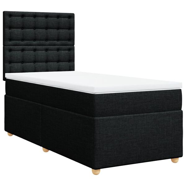 vidaXL Box Spring Bed with Mattress Black King Single Fabric