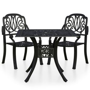 vidaXL 3 Piece Bistro Set Cast Aluminium Black