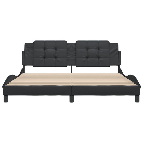 vidaXL Bed Frame without Mattress "Zadar" Black 180x200 cm Super King Faux Leather