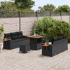 vidaXL Garden Sofa Set with Cushion 11 pcs Black Poly Rattan