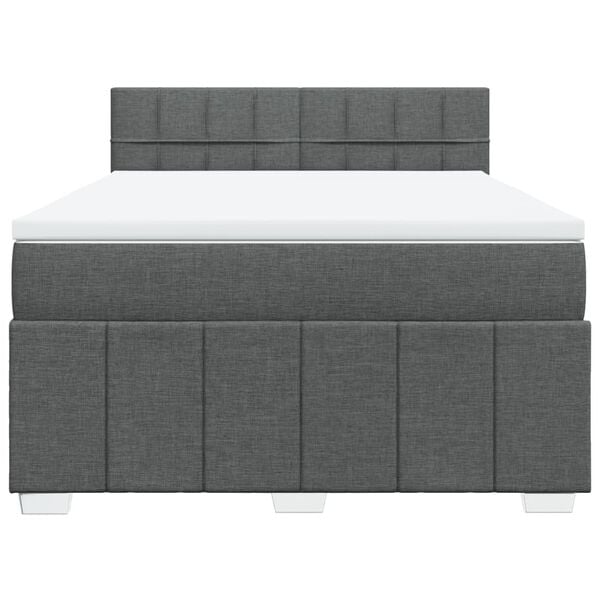 vidaXL Box Spring Bed with Mattress Black Queen Fabric