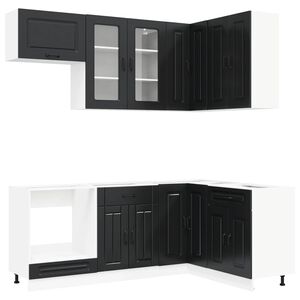 vidaXL Kitchen Unit KALMAR 8 pcs Black Engineered Wood