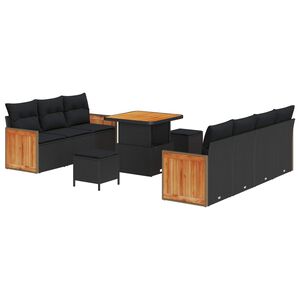 vidaXL Garden Sofa Set with Cushion 10 pcs Black