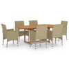 vidaXL 7 Piece Garden Dining Set Poly Rattan Beige
