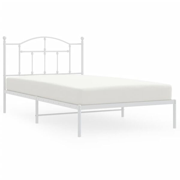 vidaXL Metal Bed Frame without Mattress with Headboard White 107x203cm