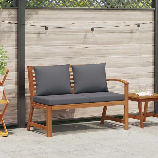 vidaXL Garden Bench 114.5 cm with Dark Grey Cushion Solid Acacia Wood