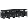 vidaXL 15 Piece Garden Dining Set with Cushions Black Poly Rattan