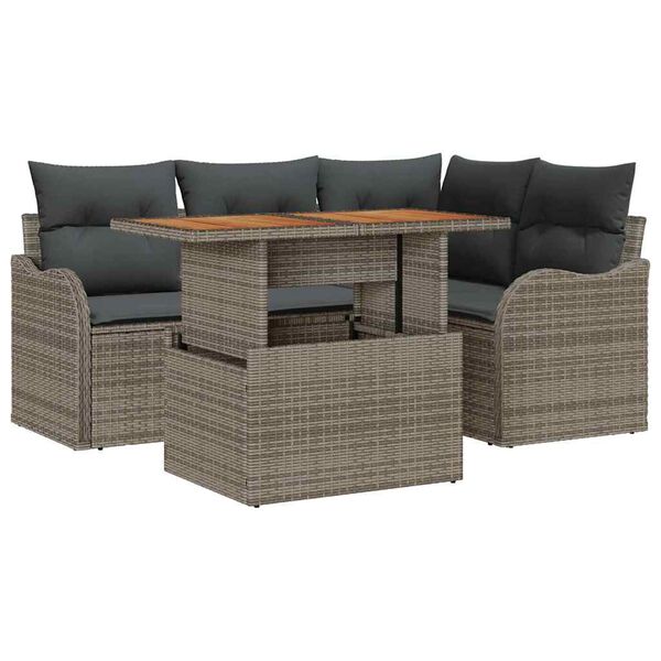 vidaXL Garden Sofa Set with Cushion Manual 5 pcs Grey