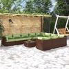 vidaXL 11 Piece Garden Lounge Set with Cushions Poly Rattan Brown