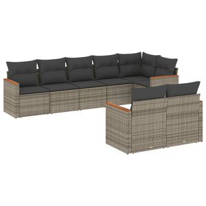 vidaXL 8 Piece Garden Sofa Set with Cushions Grey Poly Rattan