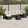 vidaXL 8 Piece Garden Sofa Set with Cushions Black Poly Rattan