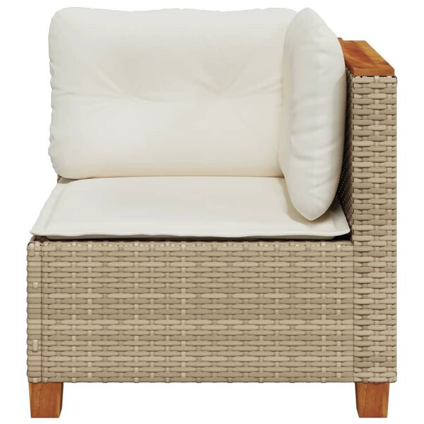 vidaXL Garden Sofa Corner with Cushions Beige Poly Rattan