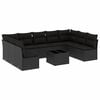 vidaXL 10 Piece Garden Sofa Set with Cushions Black Poly Rattan