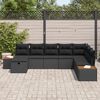 vidaXL Garden Sofa Set with Cushion with Storage Black Poly Rattan