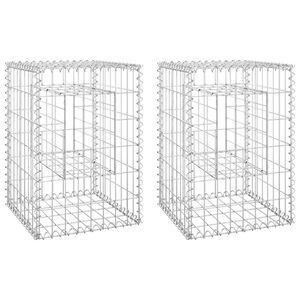 vidaXL Gabion Basket Posts 2 pcs 40x40x60 cm Iron