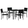 vidaXL Garden Dining Set 5 pcs Black Poly Rattan
