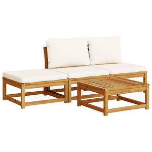 vidaXL 4 Piece Garden Lounge Set with Cushions Solid Wood Acacia