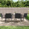 vidaXL 7 Piece Garden Dining Set with Cushions Poly Rattan and Steel