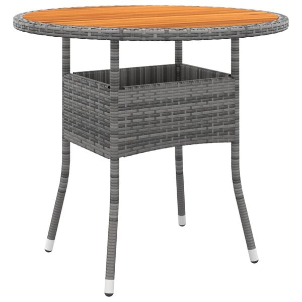 vidaXL Garden Table Ø80x75 cm Acacia Wood and Poly Rattan Grey
