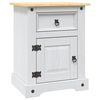vidaXL Bedside Cabinet | White body and brown top | Solid pine wood