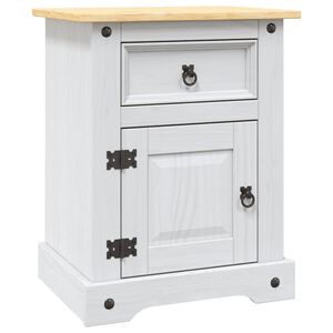vidaXL Bedside Cabinet | White body and brown top | Solid pine wood