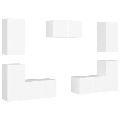 vidaXL 7 Piece TV Cabinet Set White Engineered Wood