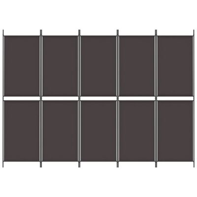 vidaXL 5-Panel Room Divider Brown 250x180 cm Fabric