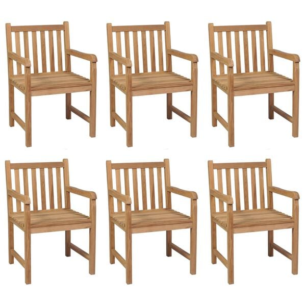 vidaXL Garden Chairs 6 pcs with Anthracite Cushions Solid Teak Wood