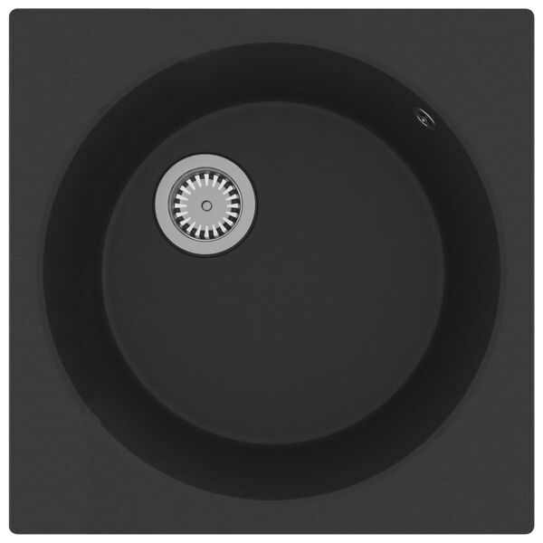 vidaXL Kitchen Sink with Overflow Hole Black Granite