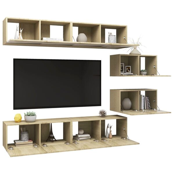vidaXL 6 Piece TV Cabinet Set Sonoma Oak Engineered Wood