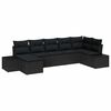vidaXL Garden Sofa Set 7 pcs Black Poly Rattan