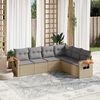 vidaXL 6 Piece Garden Sofa Set with Cushions Beige Poly Rattan