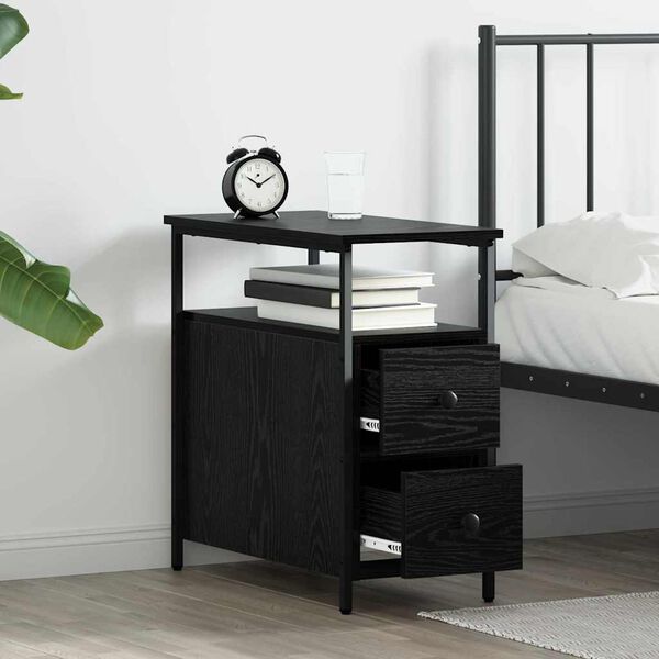 vidaXL Bedside Cabinet Black oak 30 x 60 x 60 cm Engineered wood