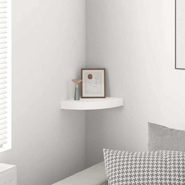 vidaXL Floating Corner Shelf White 25x25x3.8 cm MDF