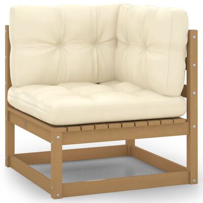 vidaXL 6 Piece Garden Lounge Set&Cushions Honey Brown Solid Pinewood