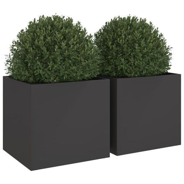 vidaXL Planters 2 pcs Black 49x47x46 cm Steel