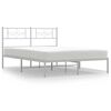 vidaXL Metal Bed Frame without Mattress with Headboard White 135x190cm