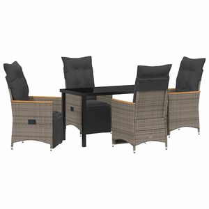 vidaXL Garden Dining Set 5 pcs Grey Poly Rattan