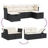 vidaXL 6 Piece Garden Sofa Set with Cushions Black Poly Rattan