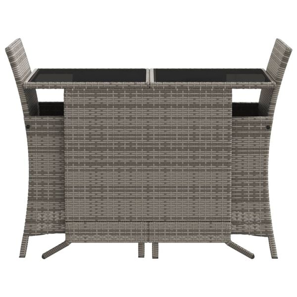 vidaXL 3 Piece Bistro Set with Cushions Grey Poly Rattan